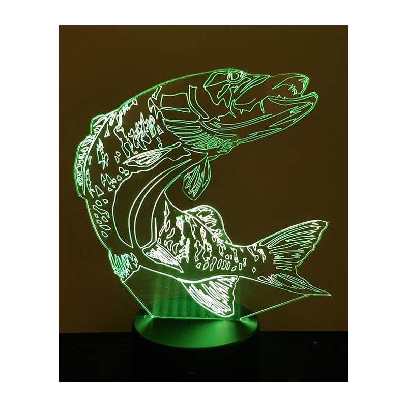 Choix du pêcheur - Lampe Kisskiss Metal 3D LED Illusion - Brochet