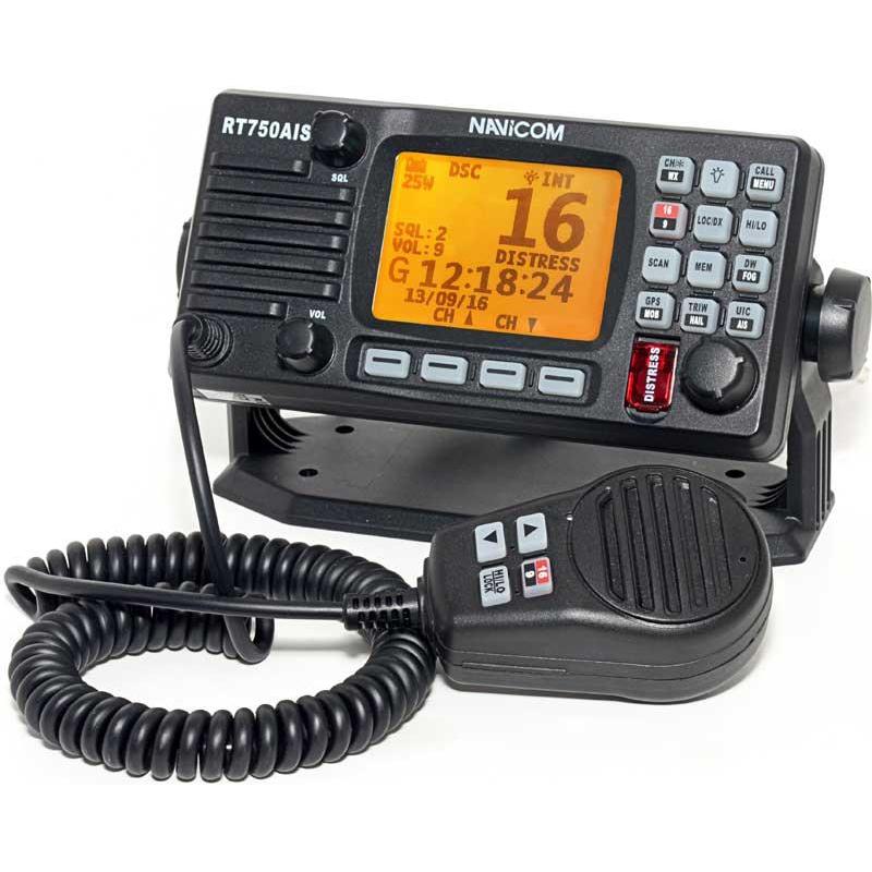 Sélection pêche - Radio VHF Fixe Navicom RT750 Ais/nmea 2000 avec Antenne GPS et Recepteur AIS Integre Encastrable OU sur Etrier