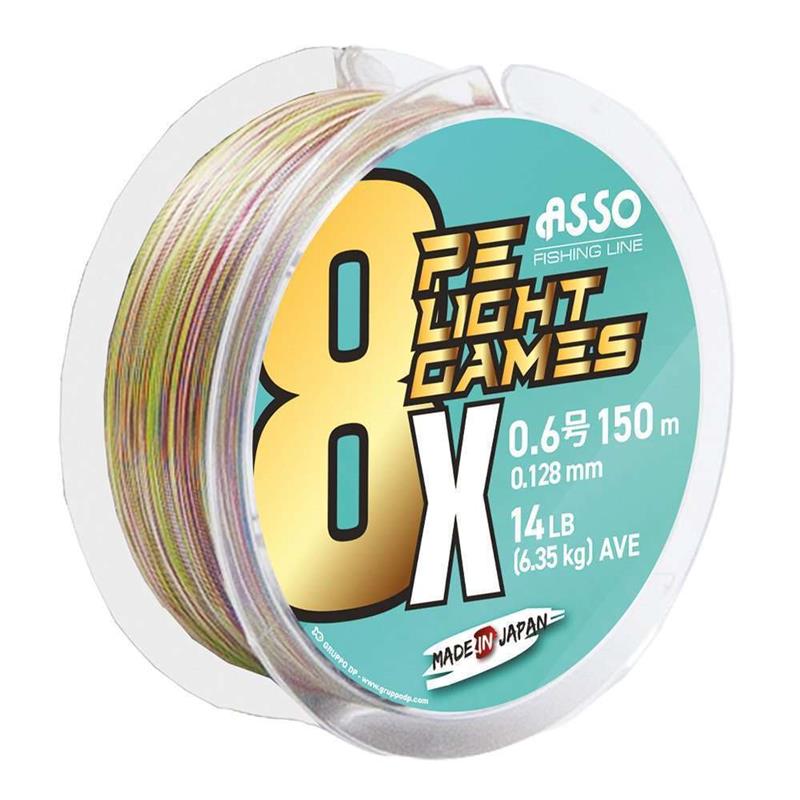 Choix du pêcheur - Tresse Asso Light Games 8X PE - Multicolor - 12.8/100 - 6.35 - 150 - 14 - 0.6