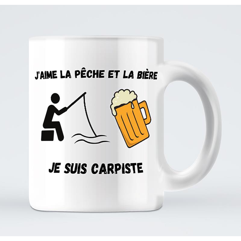Sélection pêche - MUG J'aime la Pêche et la Bière, JE Suis Carpiste