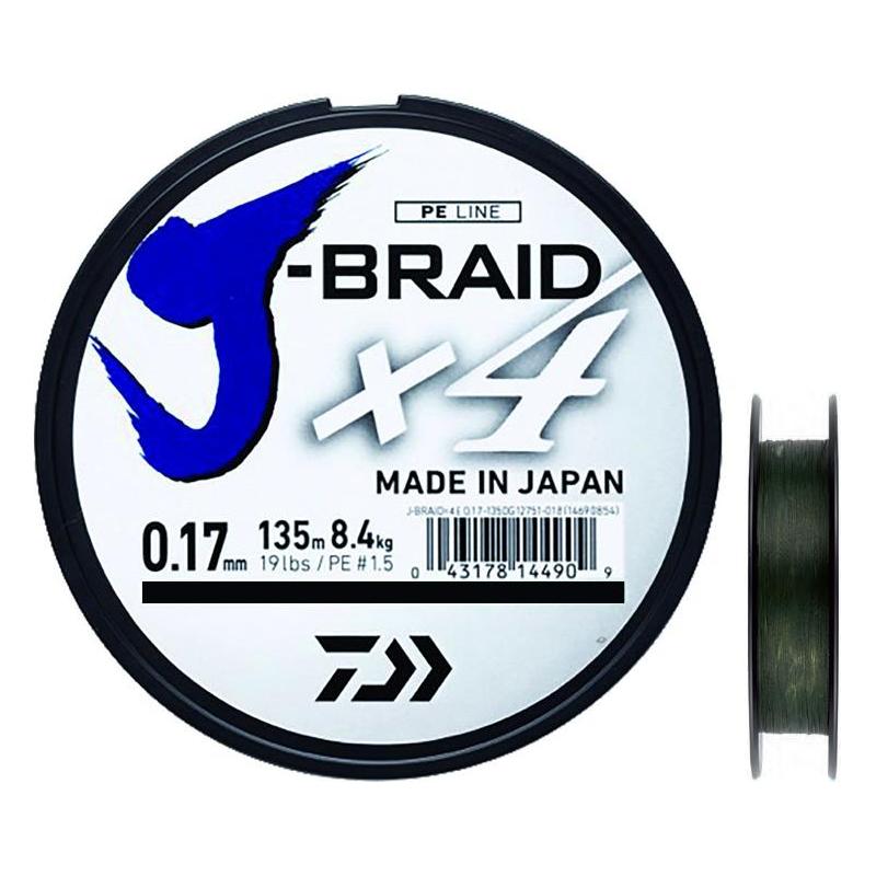Choix du pêcheur - Tresse Daiwa J Braid X4B Vert - 450M - Vert - 21/100 - 12.4 - 450