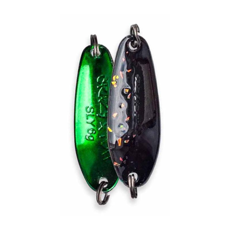 Essentiel pêche - Cuiller Ondulante Crazy Fish Spoon SLY - 6G - Black Pink Dot Green Back - 1 - 6