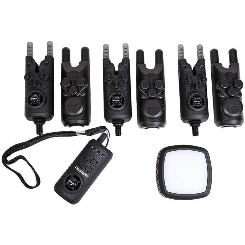 Équipement pratique - Coffret Détecteur de Touche Sonik GIZMO2 Alarm SET + Lampe Bivvy - Rouge - Jaune - Vert - 3+1