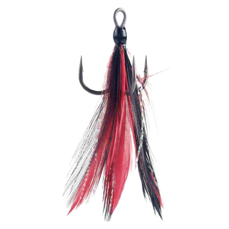 Équipement pratique - Hameçon Triple BKK Feathered Spear - 21 - SS - Rouge - Noir - 3 - N°4