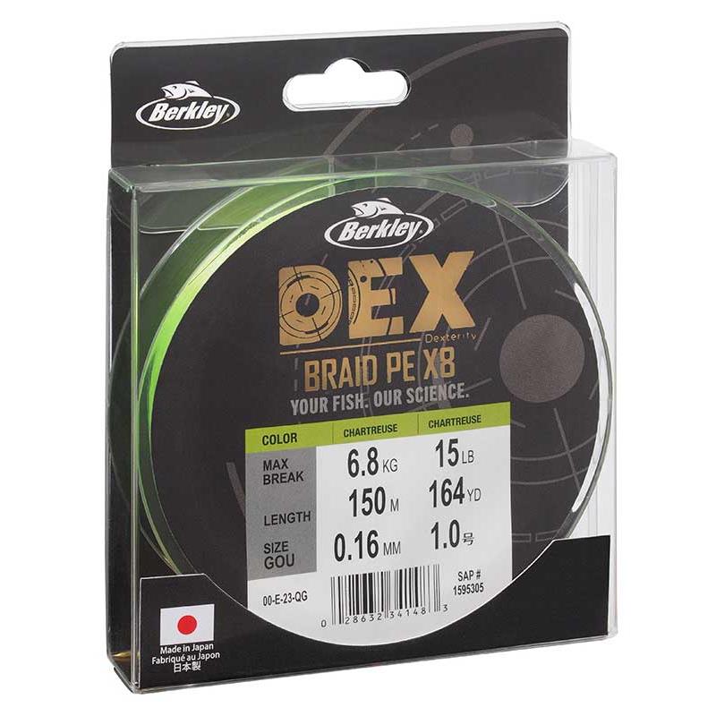 Choix du pêcheur - Tresse Berkley DEX Braid X8 Chartreuse - 150M - Chartreuse - 4/100 - 4.1 - 150