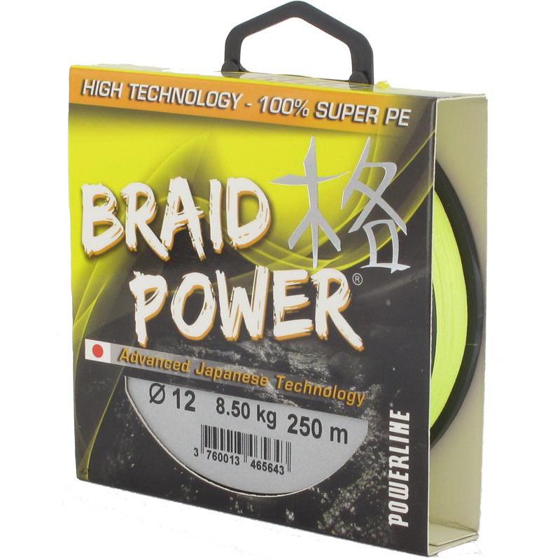 Pour vos sessions - Tresse Powerline Braid Power - Jaune - 250M - Jaune - 14/100 - 11 - 250