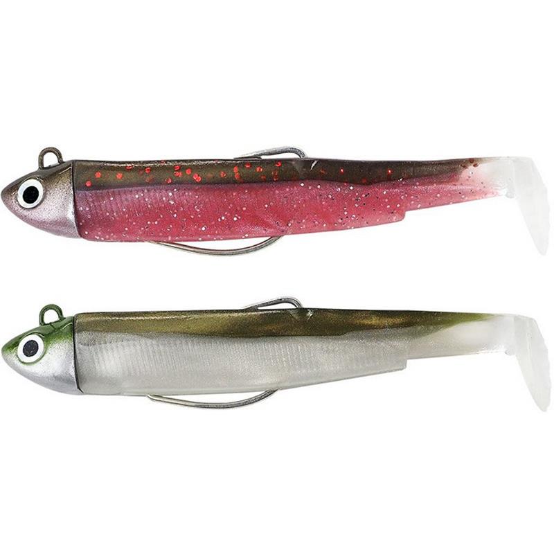 Pour vos sessions - KIT Leurre Souple Arme Fiiish Double Combo Black Minnow 70 + Tete Plombee Search - Rose - Kaki - 7 - 4.5