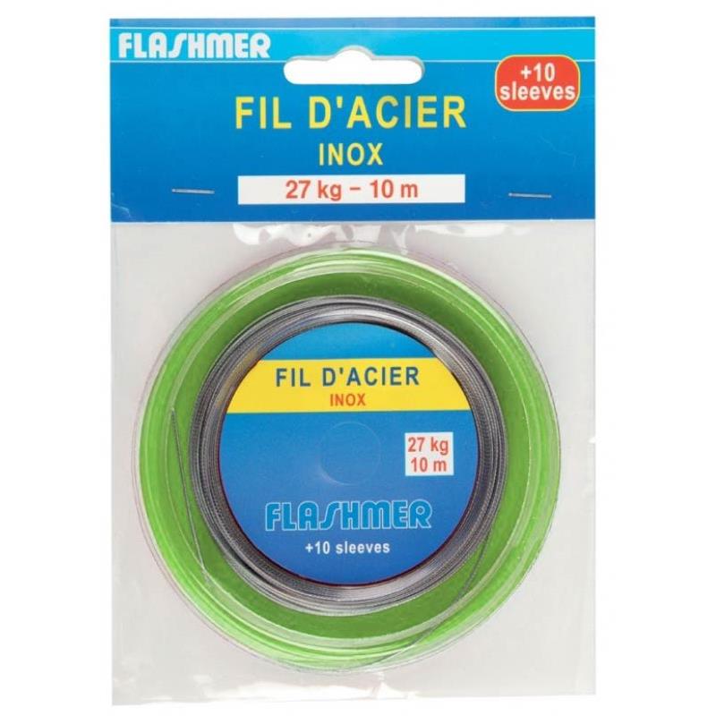 Choix du pêcheur - Tresse Acier Flashmer 7 Brins 7 Brins - Vert - 40/100 - 5 - 10