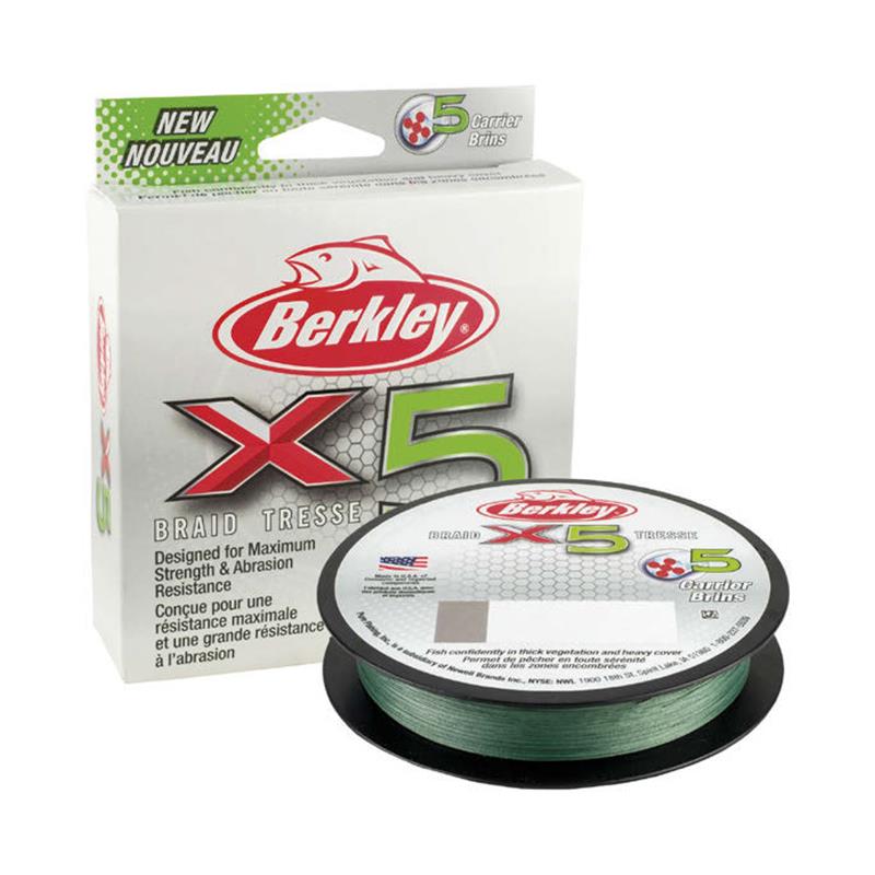 Choix du pêcheur - Tresse Berkley X5 Braid LOW - VIS Green - 300M - Vert - 12/100 - 12.1 - 300