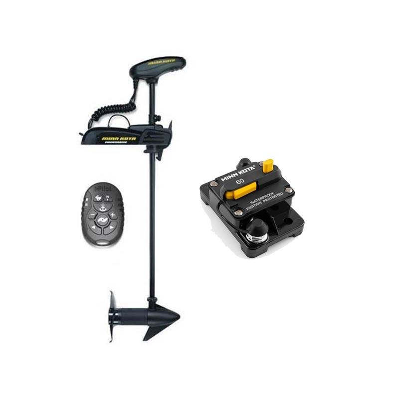 Sélection pêche - Pack Moteur Electrique Minn Kota Powerdrive Spotlock 45LBS GPS et Disjoncteur Etanche 60A - Avec Micro Télécommande - 12 - 137 - 45